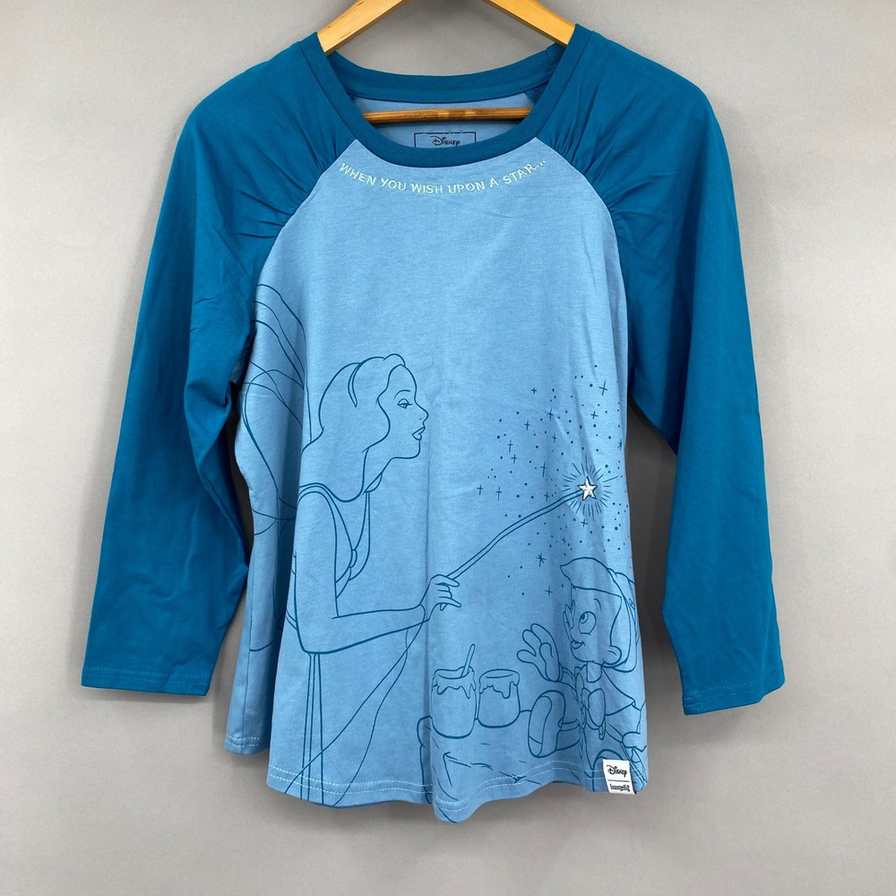 Disney Loungefly Pinocchio Blue Fairy Raglan Tee Womens Size Small WDSH0155S